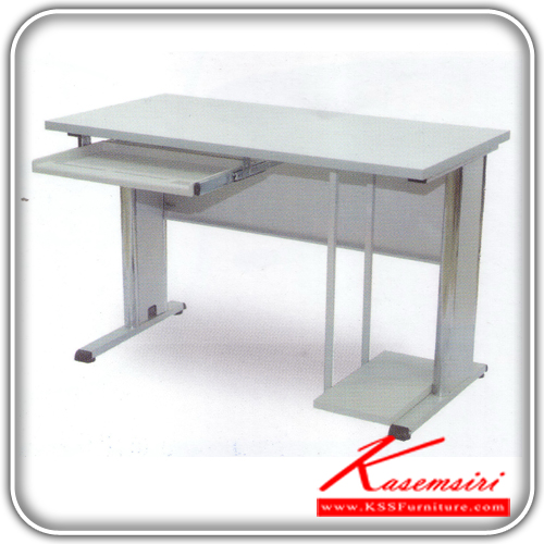 09053::TC-98::A Tokai steel table with melamine topboard, CPU stand, keyboard drawer. Dimension (WxDxH) cm : 60x122x73.7 Metal Tables